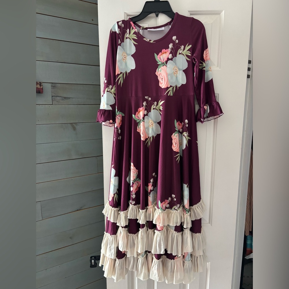 Floral Kids Dress with Ruffle Hem